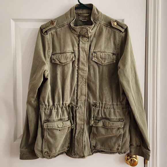 Lucky Brand Women’s Utility Field Jacket L — Olive Cotton, Cargo Pockets - Picture 2 of 8